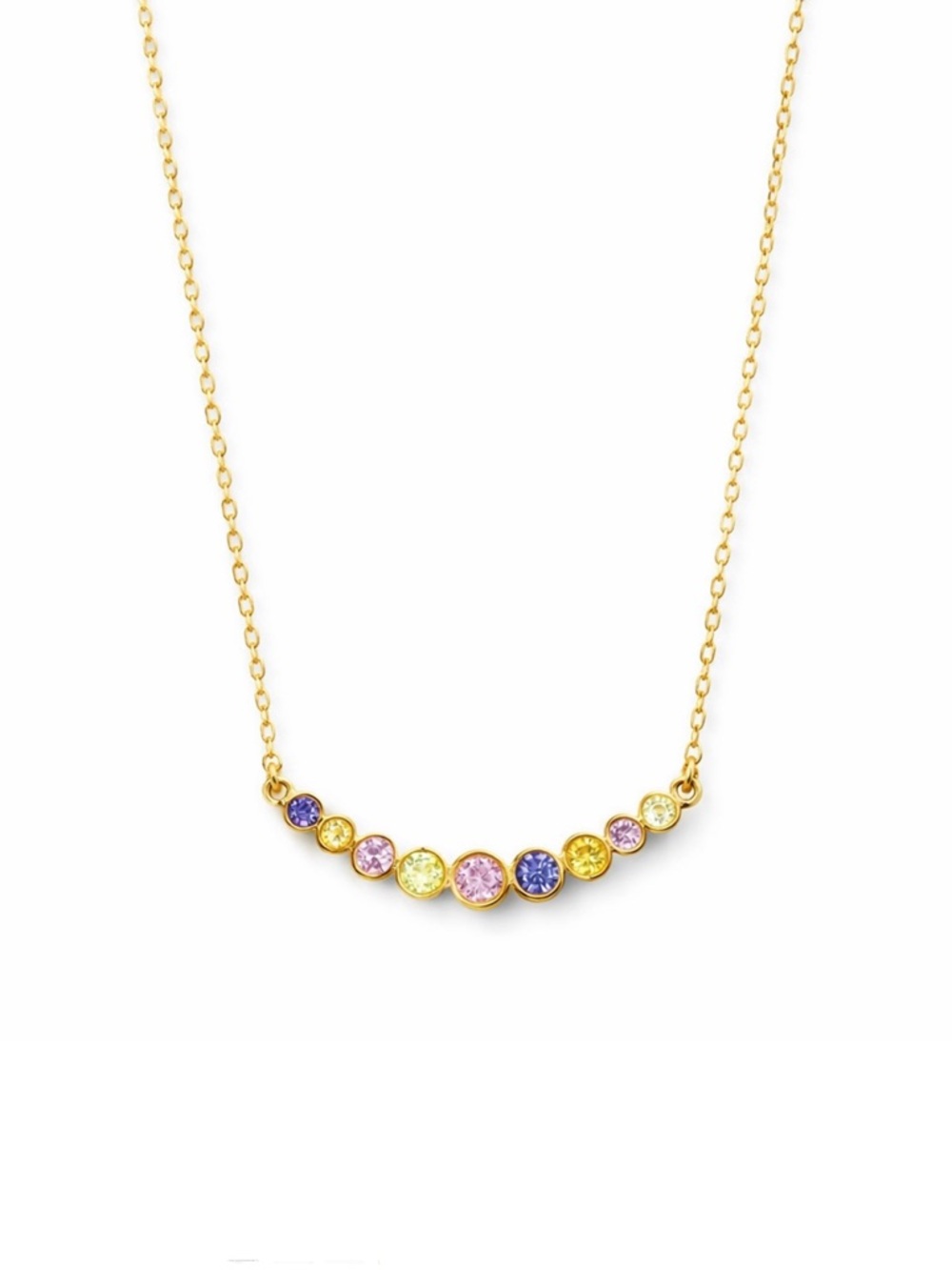 Kate Spade Full Circle Curved Multicolor Bezel Bar Gold Necklace